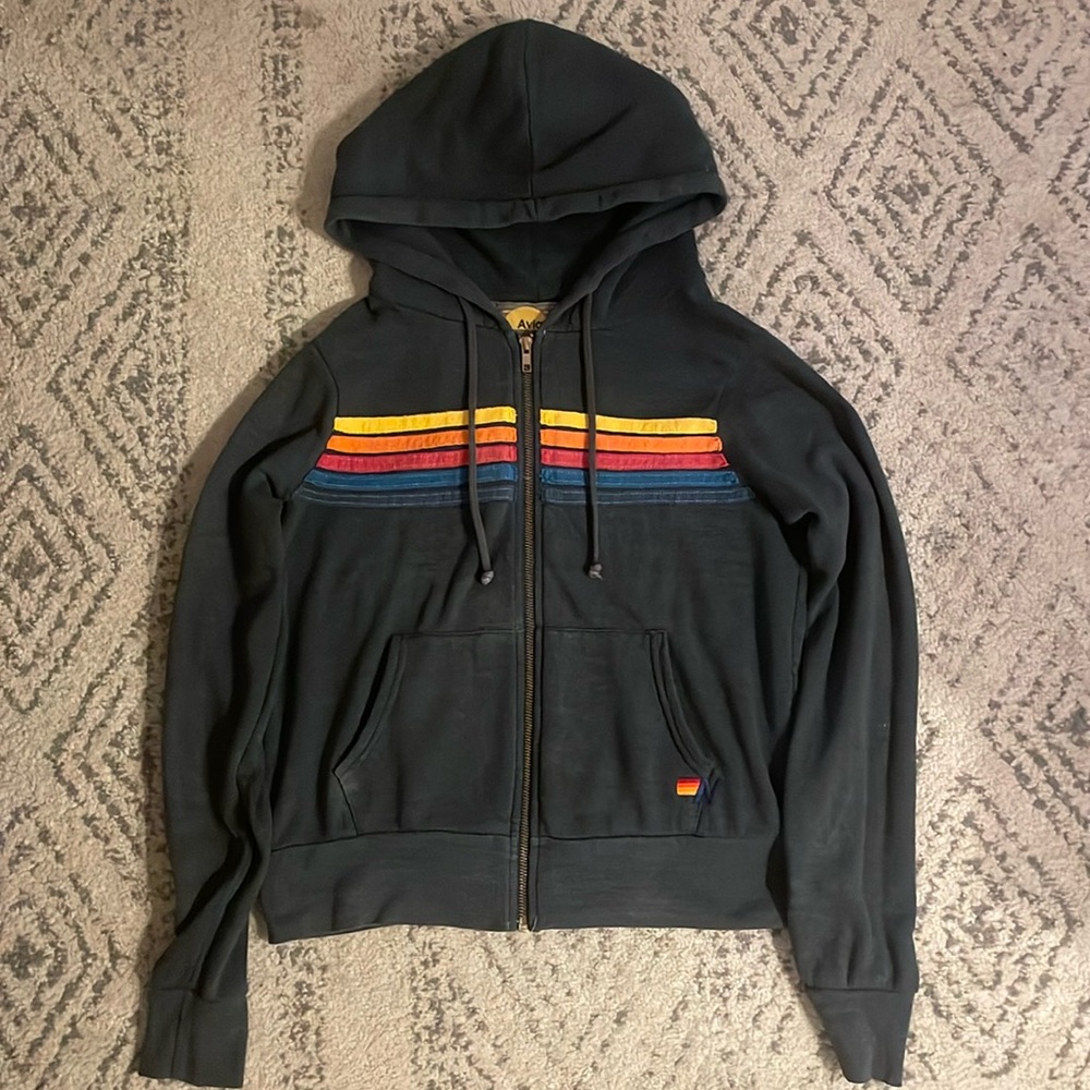 AVIATOR NATION CHARCOAL ZIP UP UNISEX XS